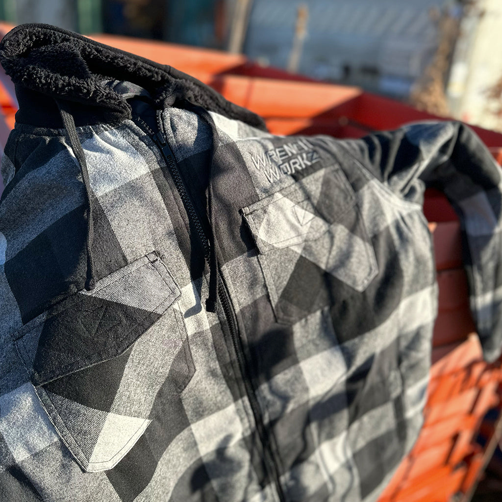 Quilted Flannel Zip Up Hooded Jacket