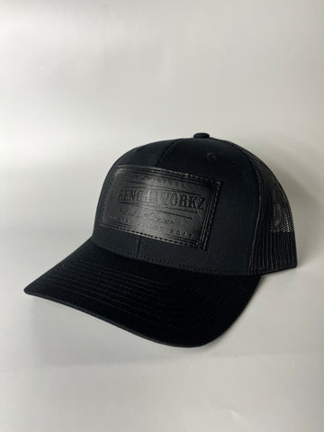Rectangle Black Leather Snapback Hat