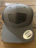 Black Leather Badge Snapback Hat