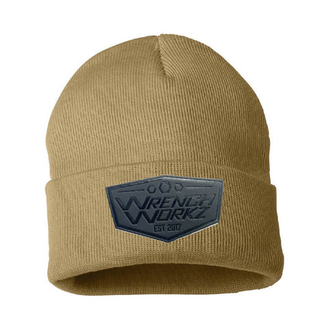 Fold over Beanie Leather Patch