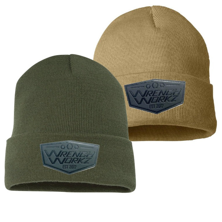 Fold over Beanie Leather Patch