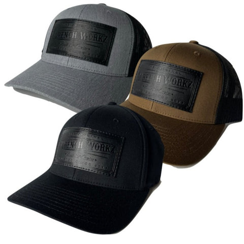 Rectangle Black Leather Snapback Hat
